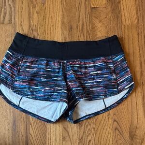 Lululemon Speed Up Rainbow Striped Color Running Track Shorts Lined size 6